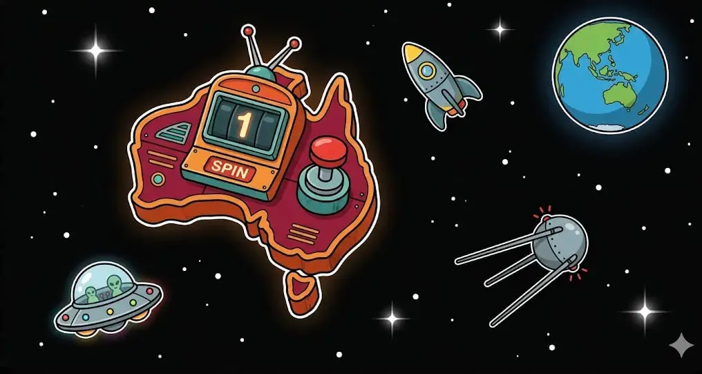 Australia map slot machine in space for cosmic games at freeslots99.com