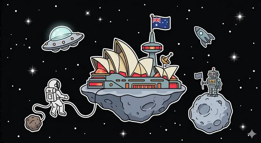 Sydney Opera House asteroid in space for cosmic games at freeslots99.com