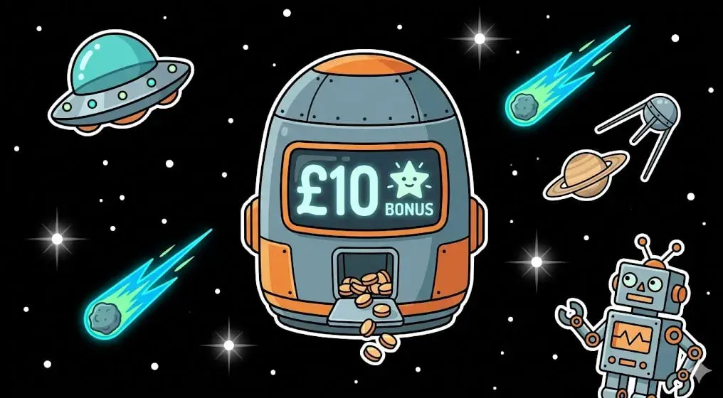 £10 bonus capsule machine dispensing coins in space for freeslots99.com