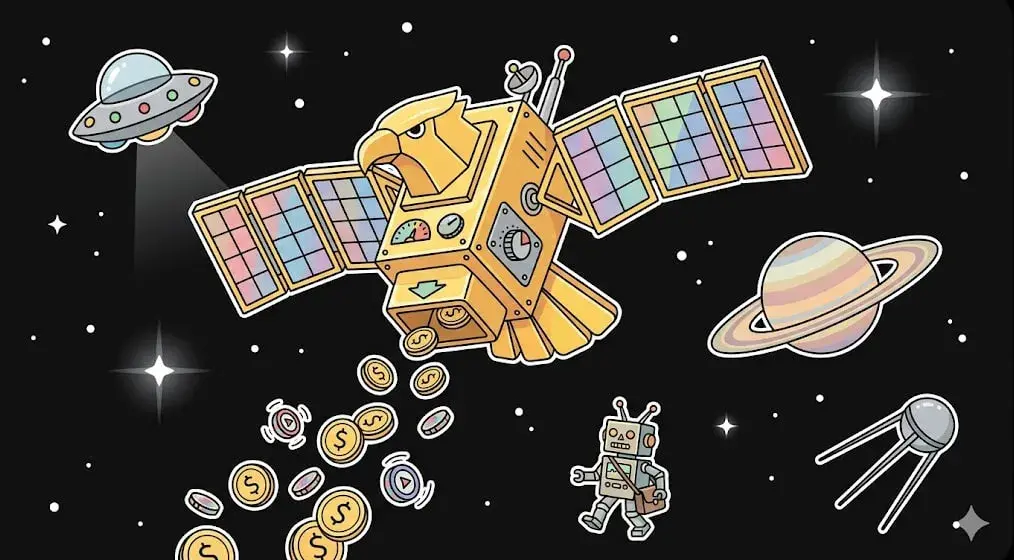 Cosmic eagle satellite slot graphics showing game payouts for freeslots99.com