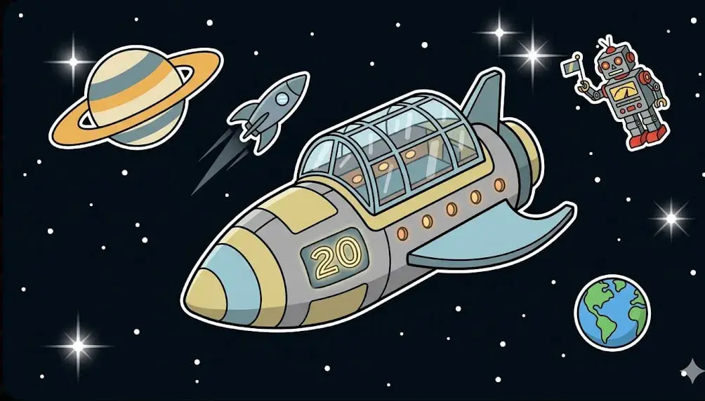 Spaceship 20 in space for cosmic games at freeslots99.com