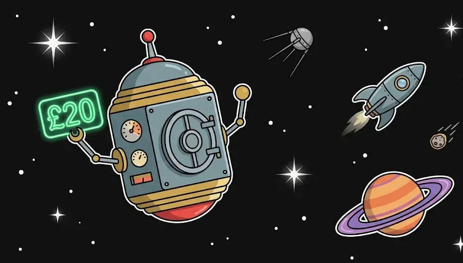 £20 safe capsule robot floating in space for freeslots99.com