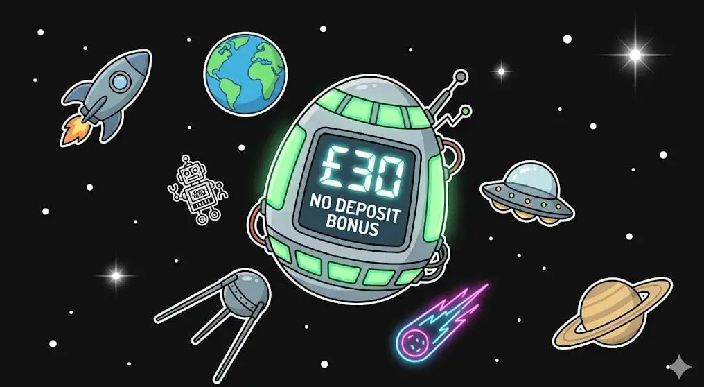 £30 no deposit bonus alien egg spaceship floating in space for freeslots99.com