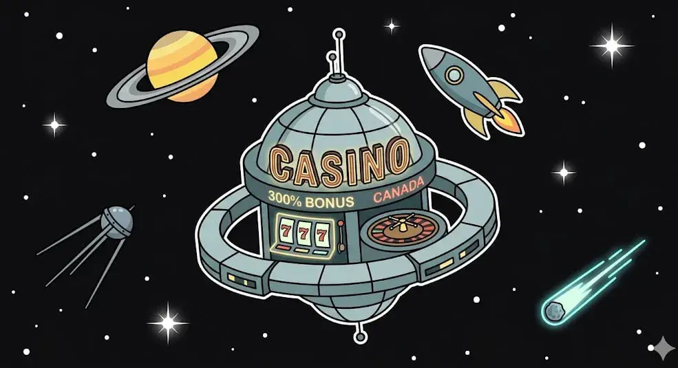 Canada casino 300% bonus UFO in space for cosmic games at freeslots99.com