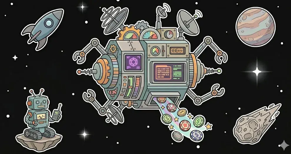 Cosmic robot slot graphics showing game payouts for freeslots99.com