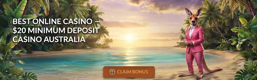 Main desktop banner Best Online Casino — $20 Minimum Deposit Casino Australia 2026