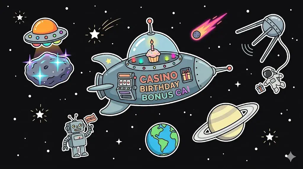Casino birthday bonus CA spaceship in space for cosmic games at freeslots99.com