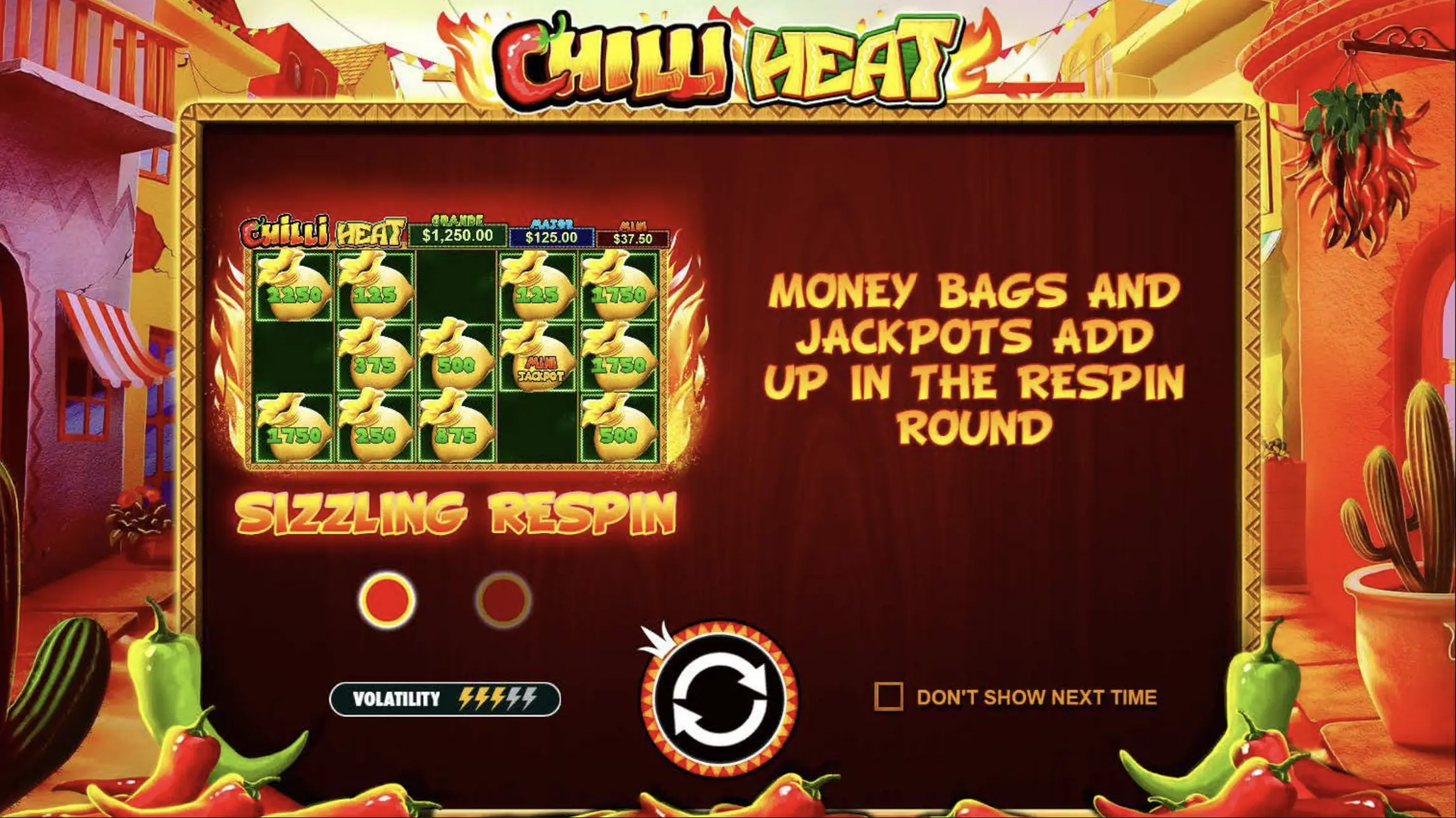 Chilli Heat Free Spins round completion screen showing total win