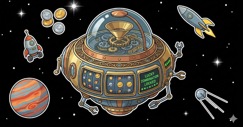 Steampunk space station slot machine with lucky combination unlocked for www.freeslots99.com