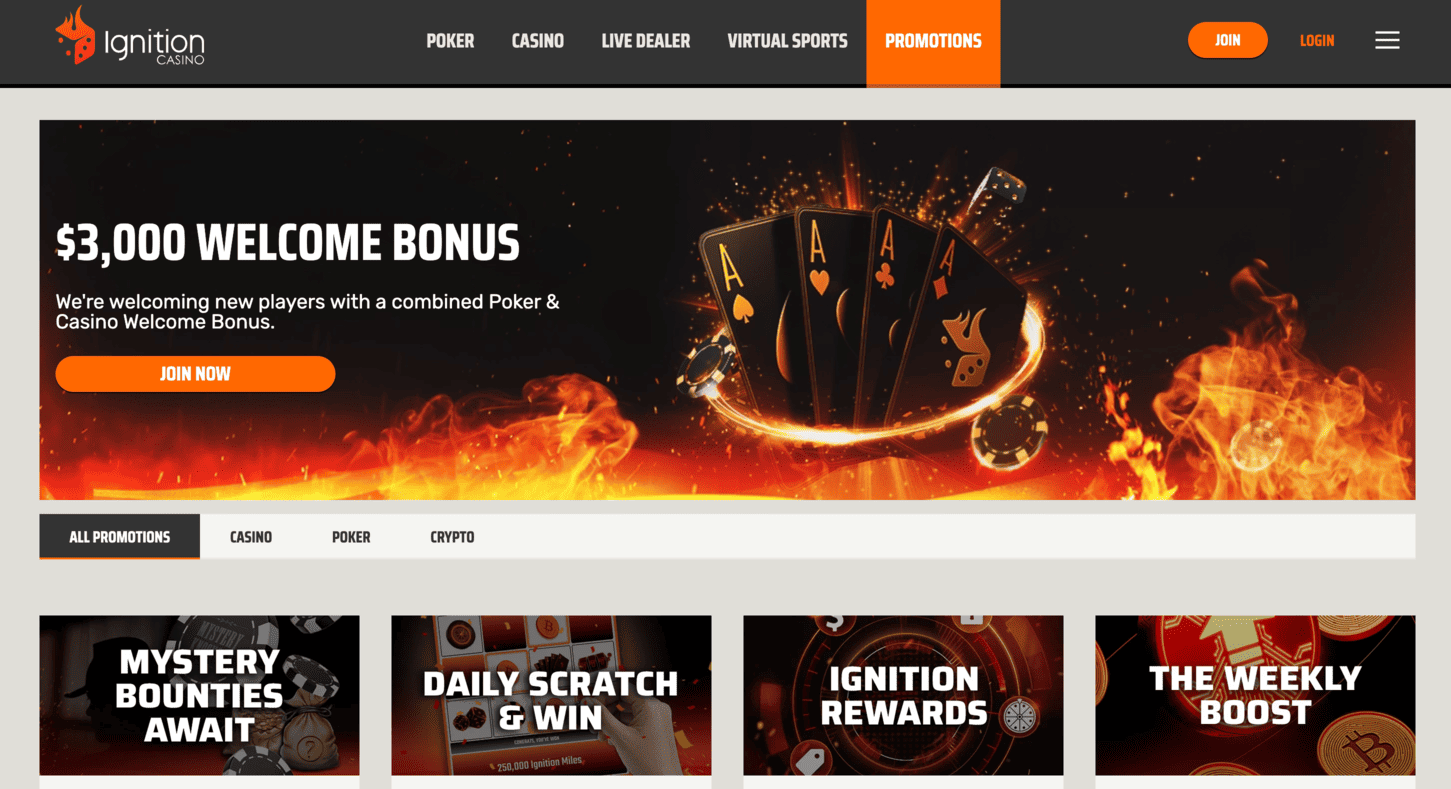 Ignition Casino claim bonus screenshot