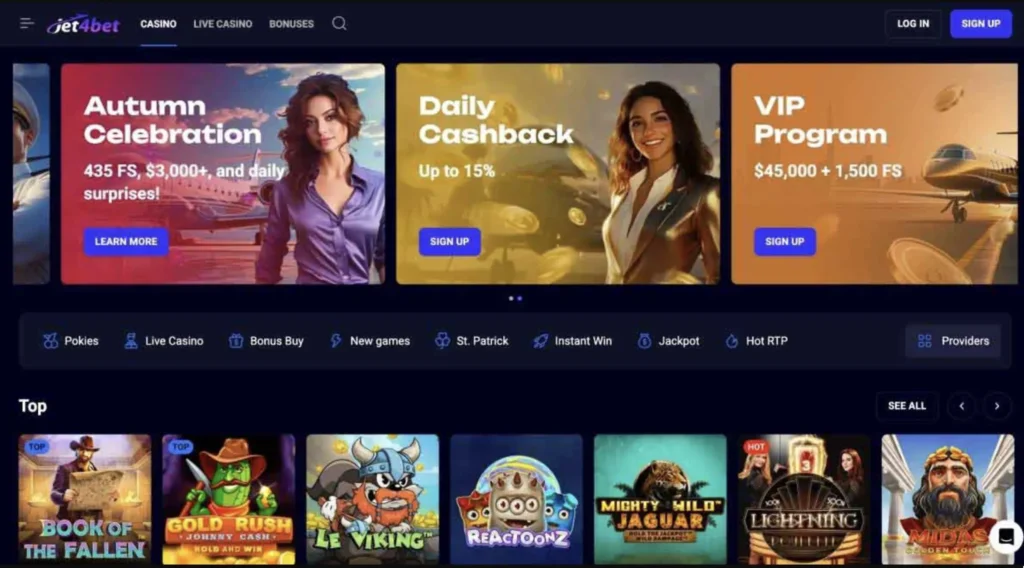 Jet4Bet Casino Screenshot 2