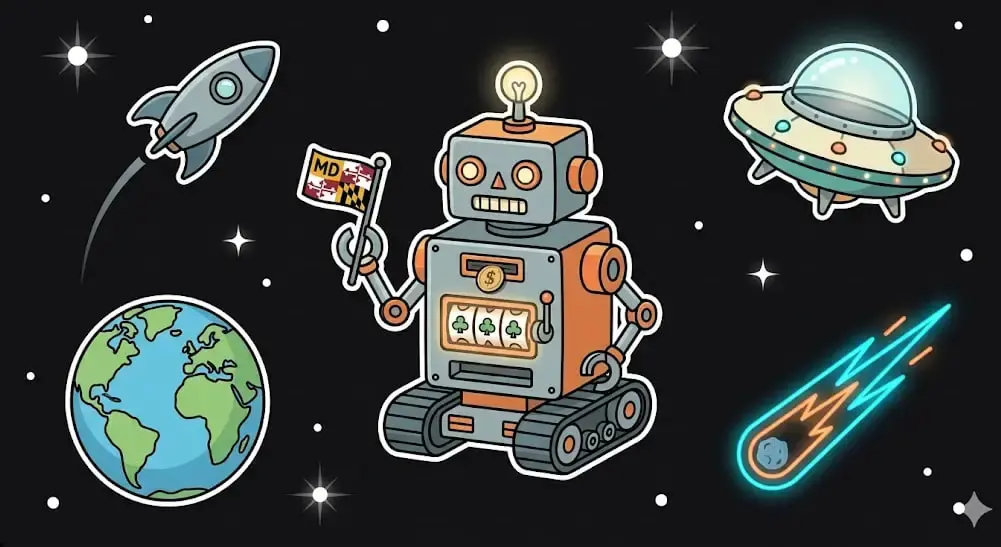 Maryland robot slot machine in space for cosmic games at freeslots99.com