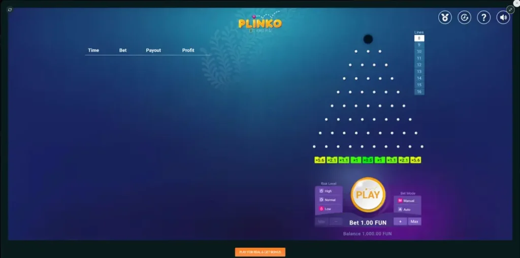 Plinko online game by BGaming at freeslots99.com