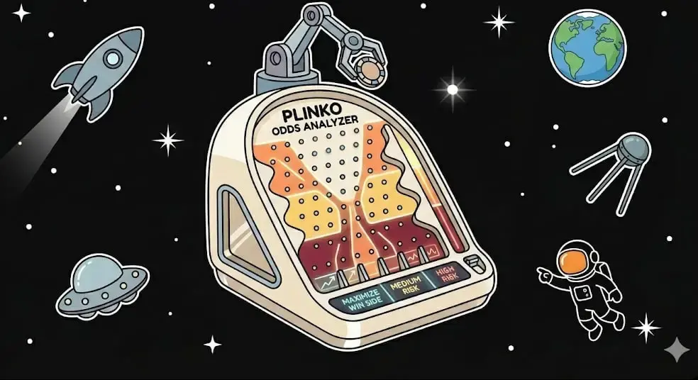 Plinko odds analyzer in space showing risk levels for strategy on www.freeslots99.com