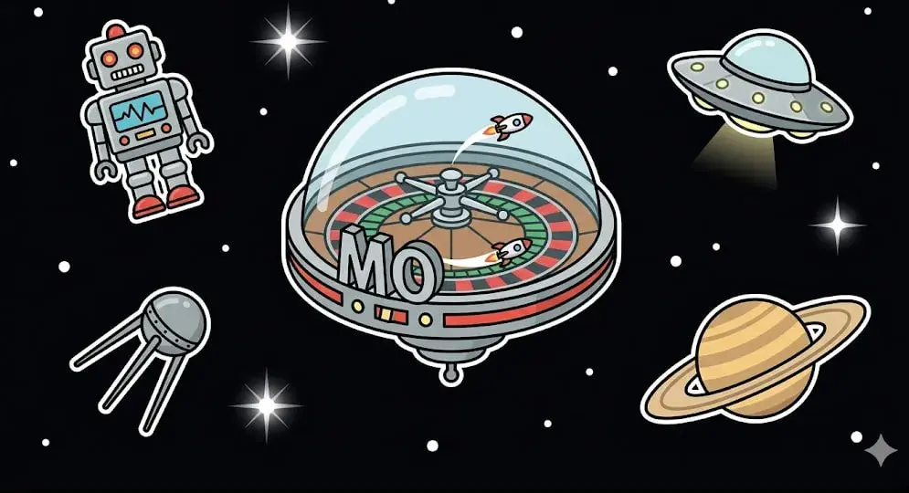 Space-themed roulette wheel with a Missouri label for regional gaming on freeslots99.com
