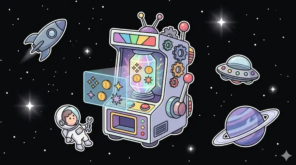 Cosmic arcade slot graphics showing space game theme for freeslots99.com
