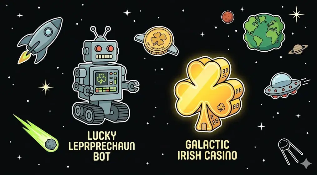 Lucky leprechaun bot and galactic Irish casino in space for freeslots99.com