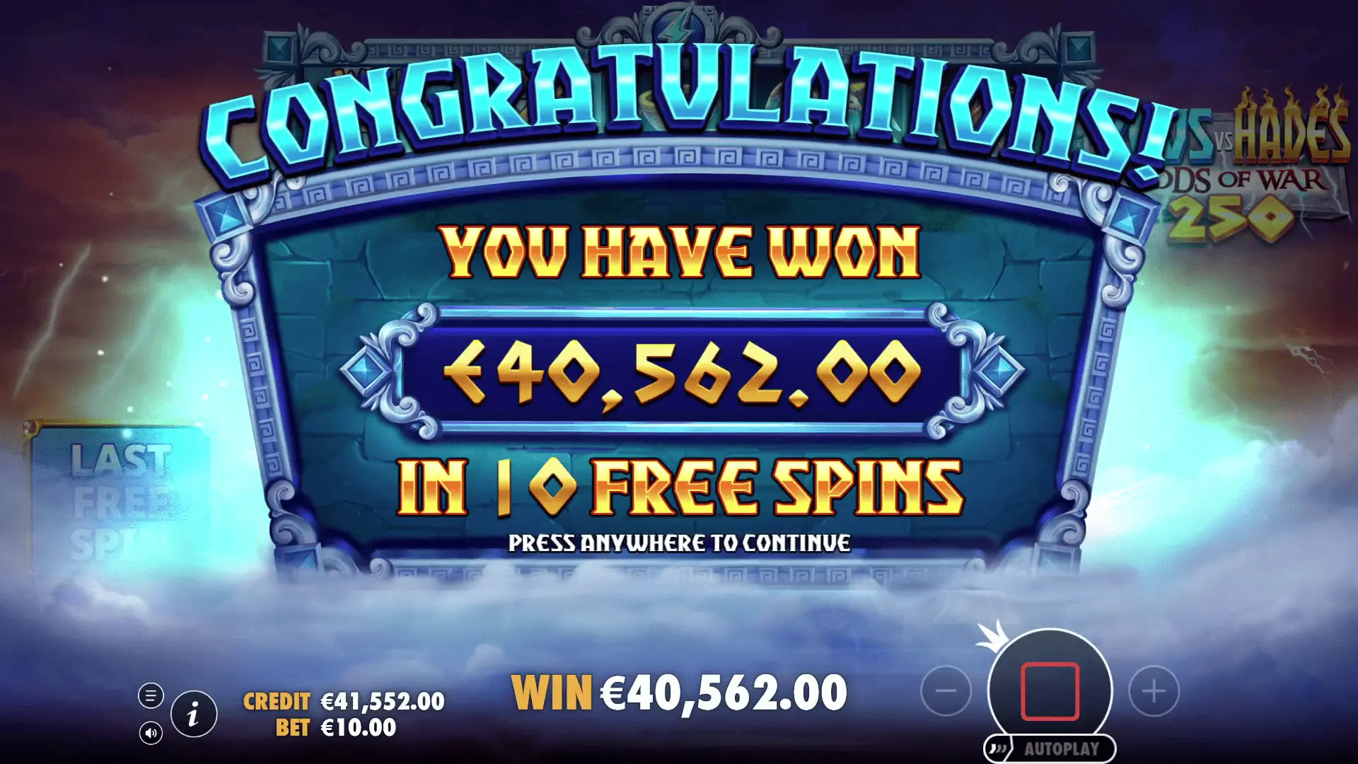 Super Spin 2 feature buy with guaranteed 250x multiplier