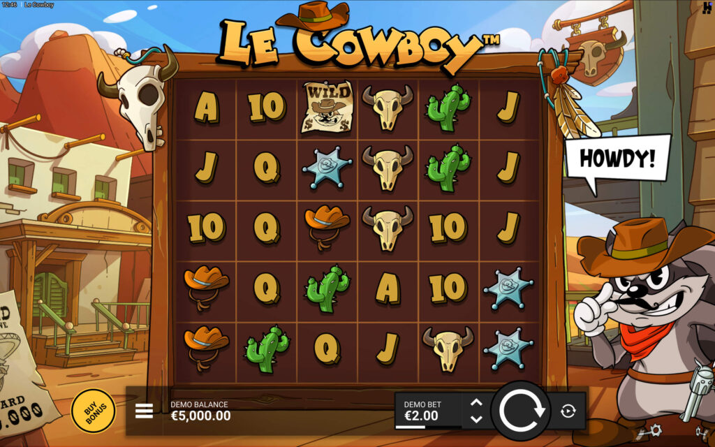 Le Cowboy slot graphics and animations screen