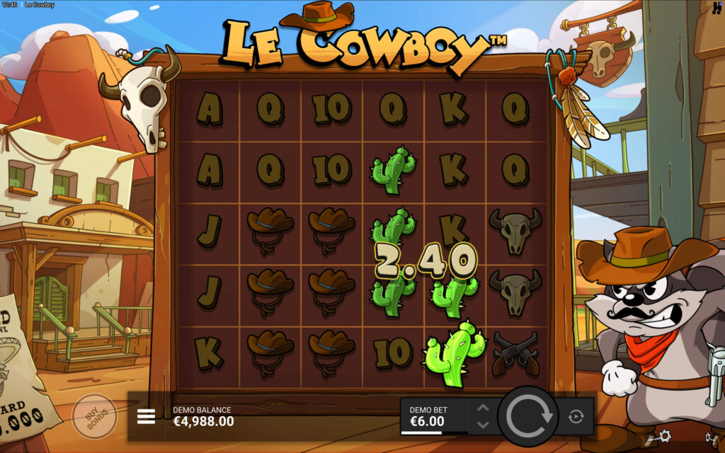 Le Cowboy slot bonus feature screen