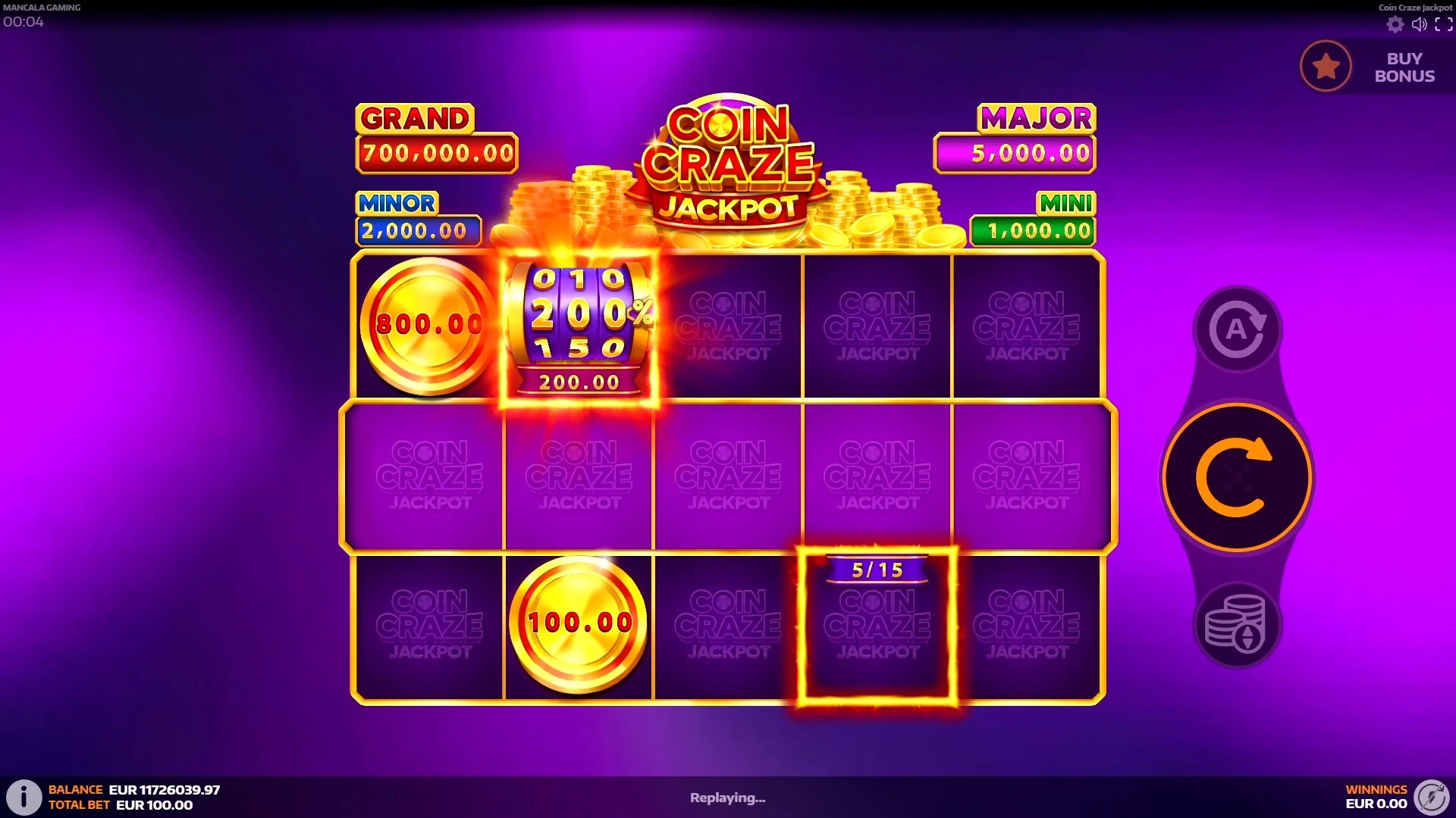 Coin Craze Power Up — jackpot tier display