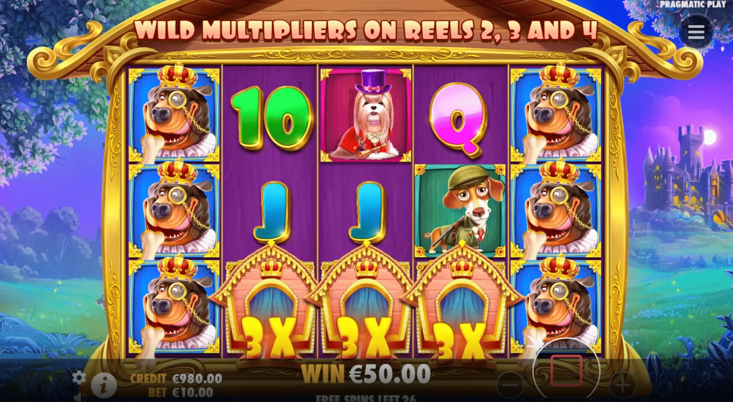 The Dog House Royal Hunt — max win 8,000x payout screen