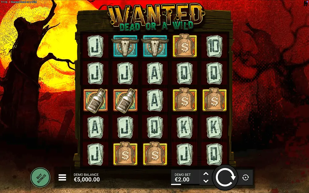 Wanted Dead or a Wild slot game screenshot